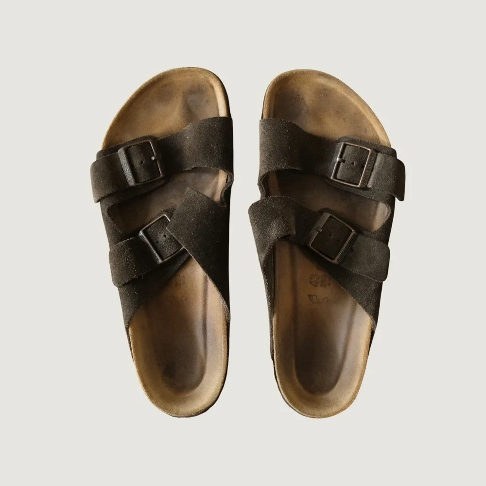 Birkenstock Arizona Sandals Mocha Brown Suede Double Strap Gorpcore 43 Slides